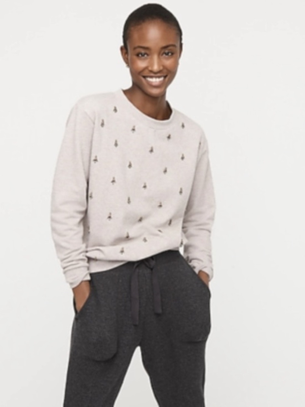 J.Crew Jewel Embellished Sweatshirt Small Heather Gray
